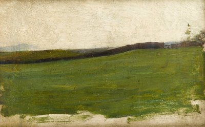 Landscape with green meadow and gated wall, c.1900 by Albert de Belleroche